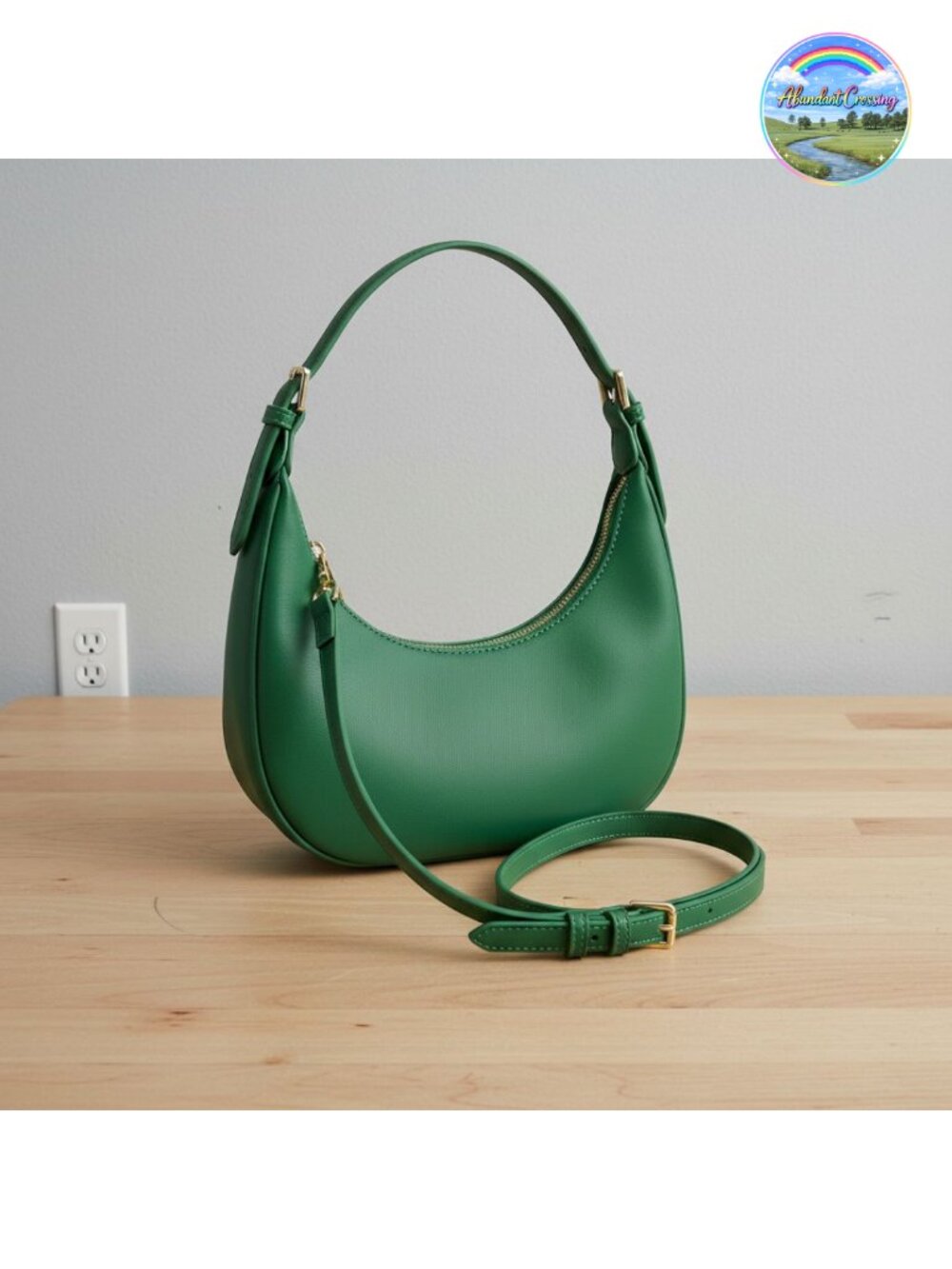Crescent Shoulder Bag Faux Leather Underarm Purse Adjustable Strap